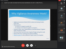 VIGILANCE AWARENESS WEEK 2020 - GUEST LECTURE ON ANTI CORRUPTION